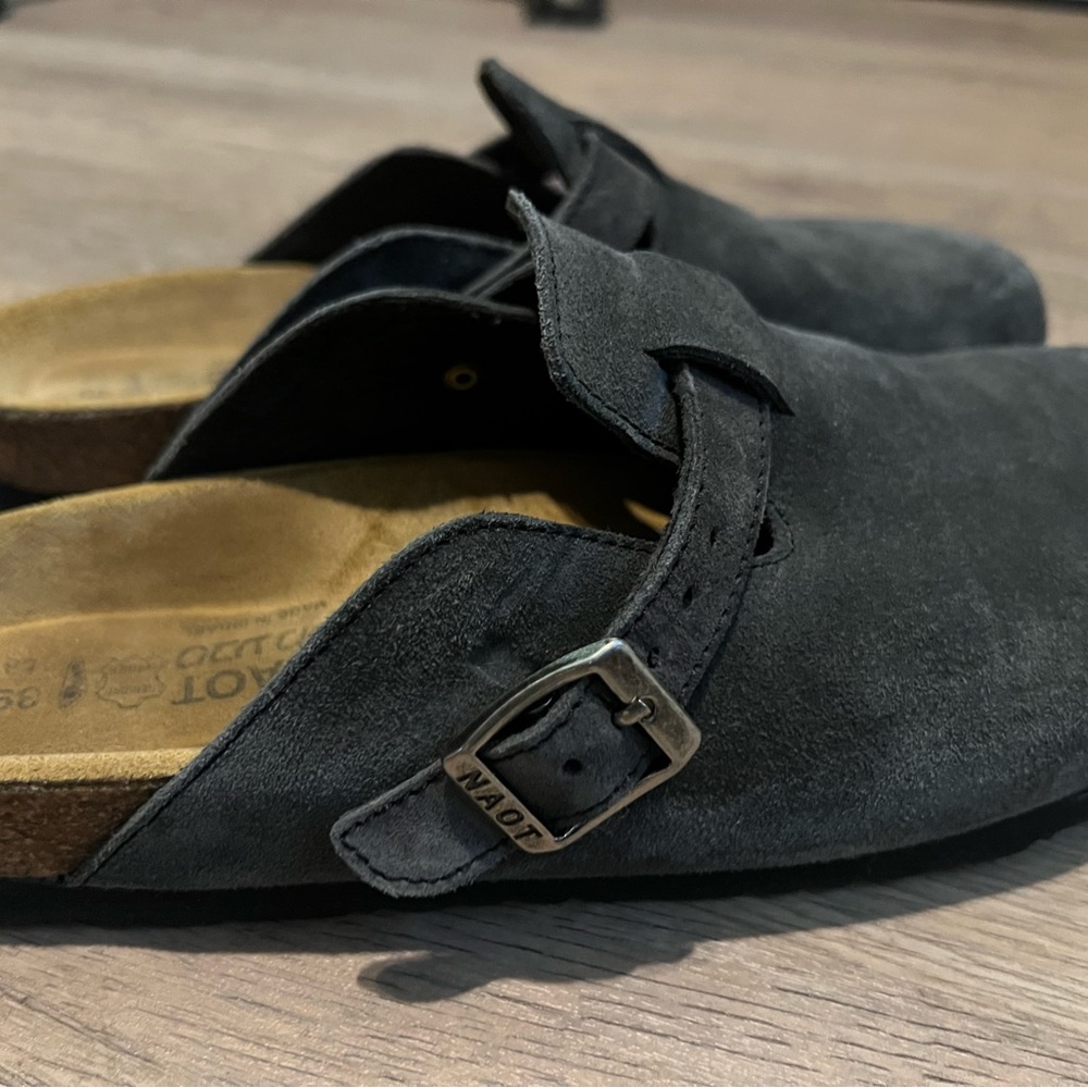 NAOT Women’s Gray Suede Mules